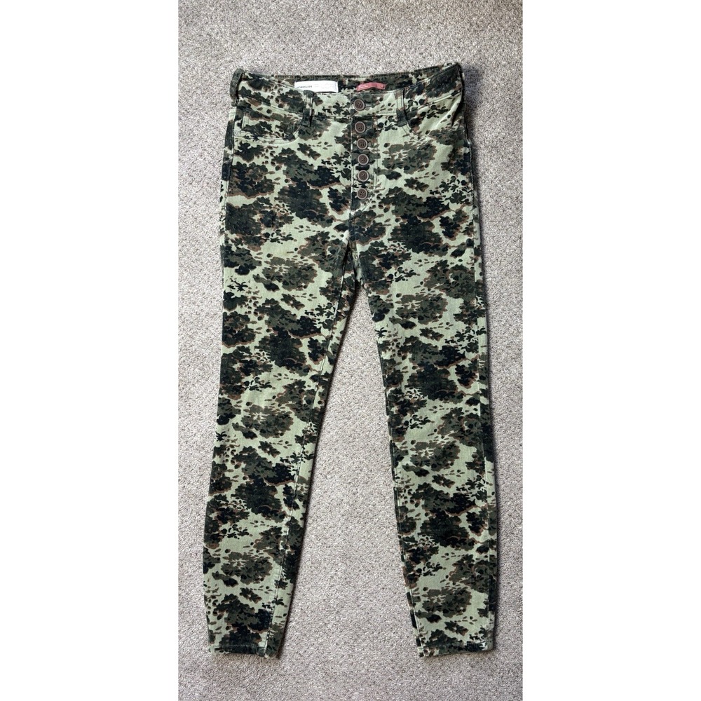 ANTHROPOLOGIE PILCRO High-Rise Skinny Pants Women's 27 Camo Button Fly Corduroy - Picture 2 of 8